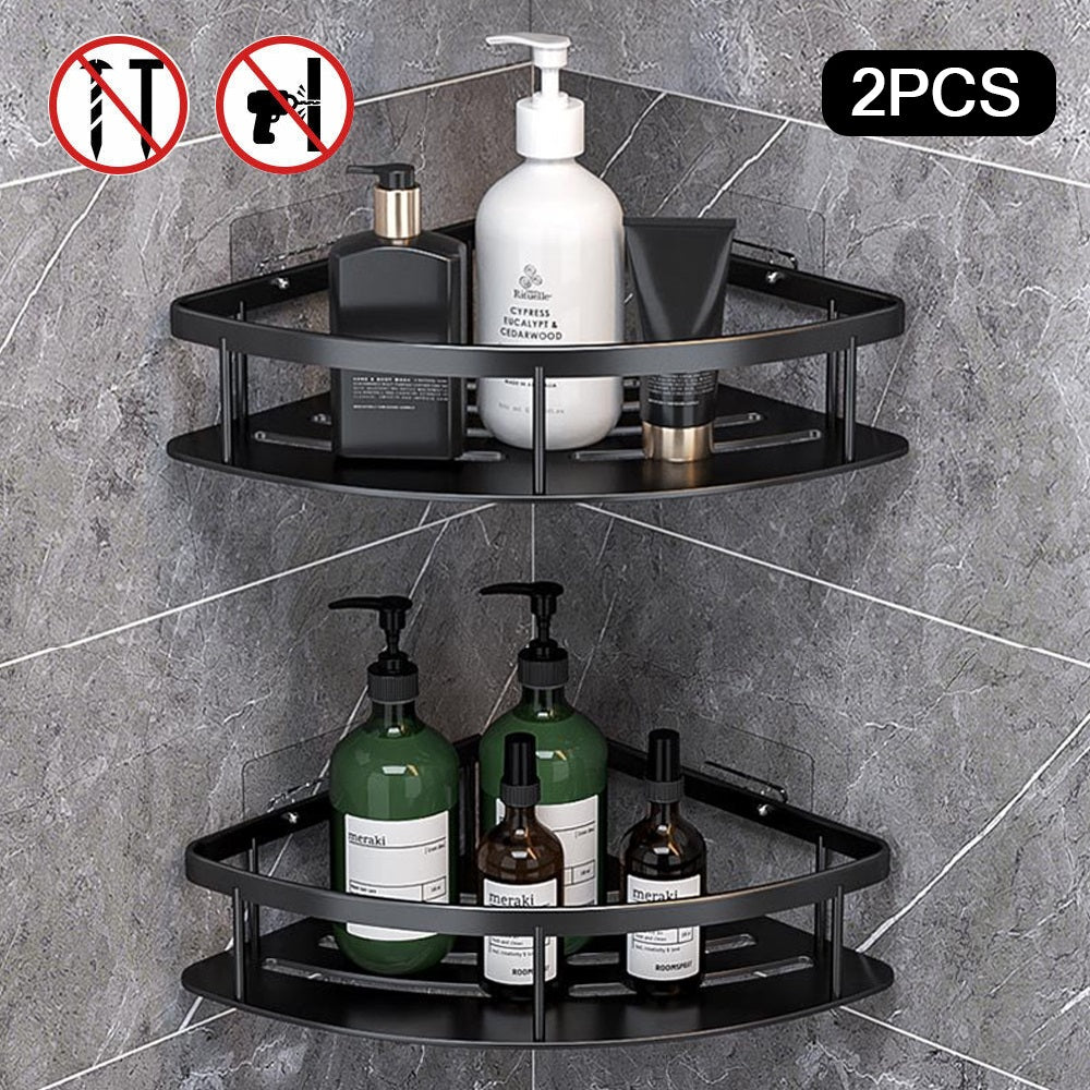 Pack of 2 Corner Shower Caddy Bathroom Storage Basket Organiser Tidy Tray_1