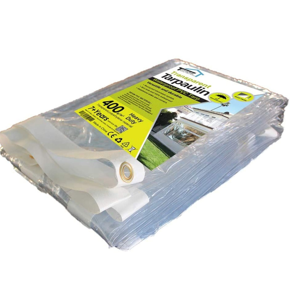 400gsm Heavy Duty Waterproof Clear PVC Tarpaulin - 4 Sizes_1