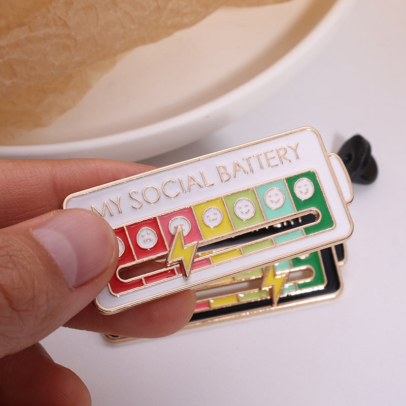 Creative Social Battery Energy Enamel Pins Mood Jewelry Brooches_8