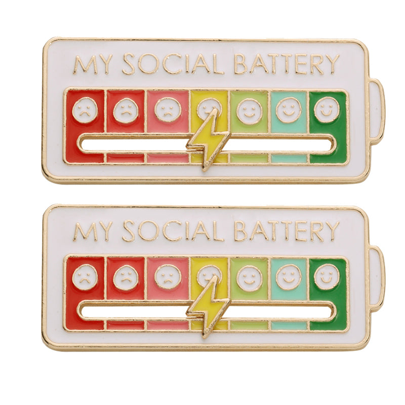 Creative Social Battery Energy Enamel Pins Mood Jewelry Brooches_16