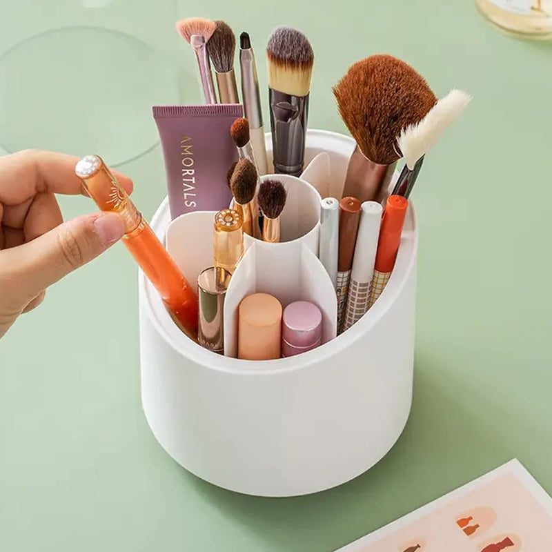 360° Rotating Compartment Dustproof Makeup Brushes Storage Organizer_5